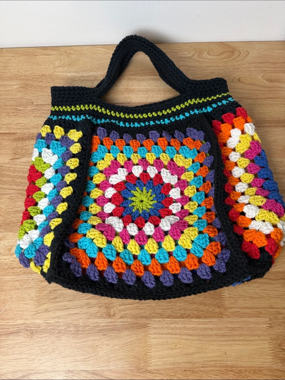 Handmade Crochet Granny Tote Beach Bag Boho